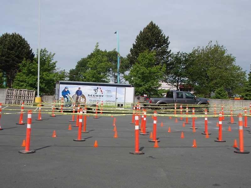 Got our very simple beginner Segway course set up and ready to go for UrbaCity Challenge Victoria 2012