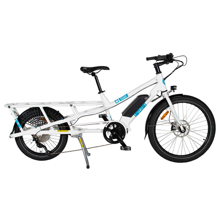 Yuba Spicy Curry Bosch mid drive longtail electric cargo bike, white, Ride The Glide, Victoria BC