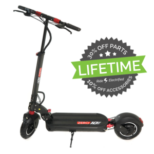 Zero 10 electric scooter with lifetime 30% off parts and 10% off accessories