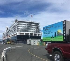 Electric bike rental delivered to Ogden Point cruise ship terminal with Ride the Glide
