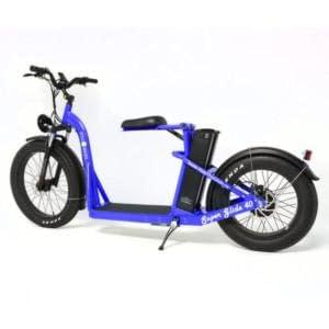 Super Glide dual battery fat electric stand-on bike by Ride the Glide, Blue