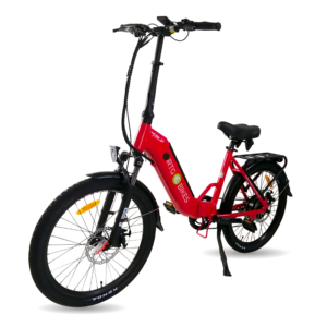 Ride the Glide Fox 24 step-through folding bike in red