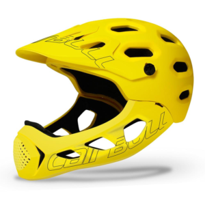Cairbull full face mountain bike helmet with removeable jaw piece yellow