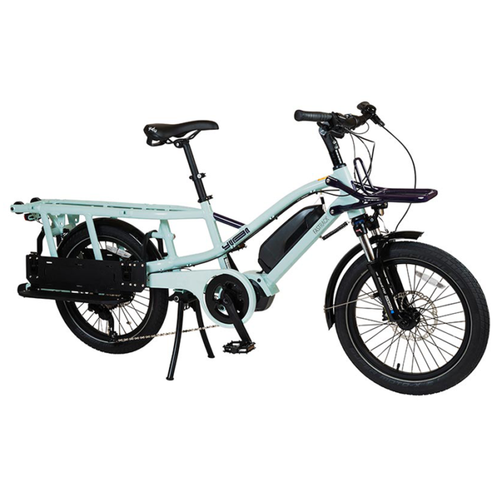 Yuba FastRack 20" compart mid-tail cargo bike, blue, Ride The Glide, Victoria BC