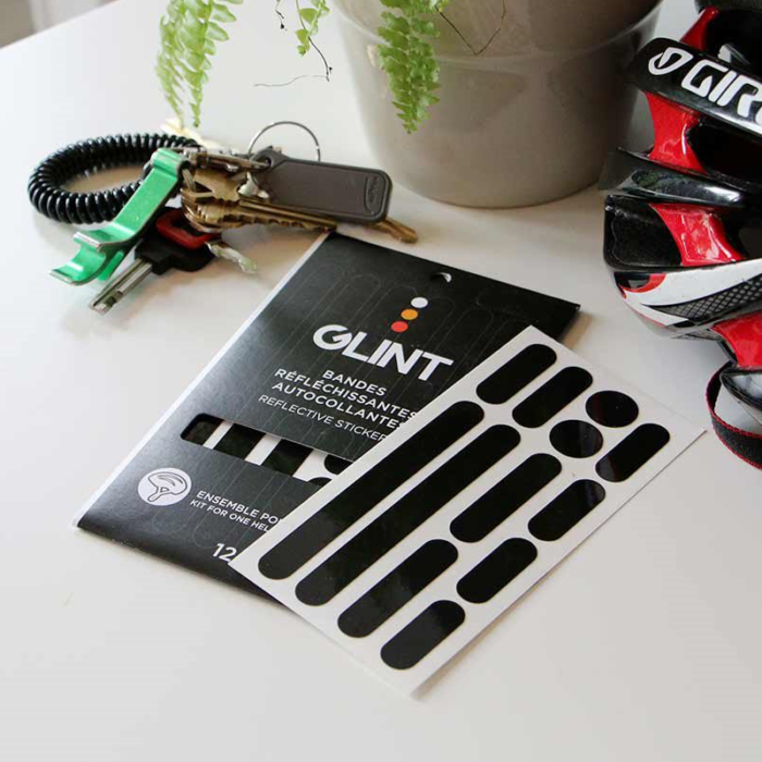 GLINT reflective black stickers for helmet visibility