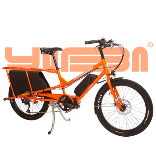 YUBA Kombi E5 compact electric mid-tail cargo bike, 24" wheels, at Ride The Glide