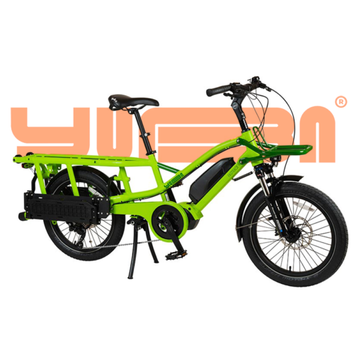 Yuba FastRack 20" compart mid-tail cargo bike, green, Ride The Glide, Victoria BC